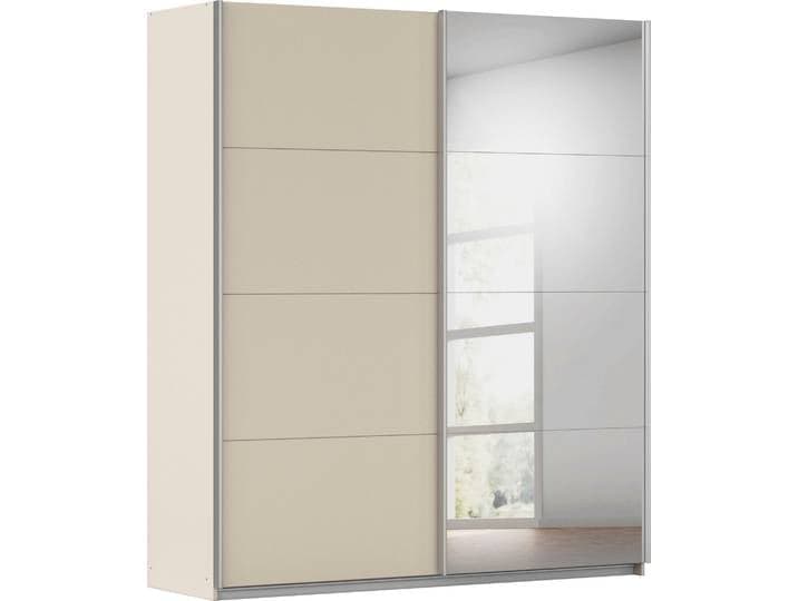 Schwebetürenschrank GOODPRODUCT Kleiderschrank Schrank Garderobe Schlafzimmerschrank THANOS , beige (kaschmir (champagner) mit spiegel), B:181cm H:229cm T:62cm, Holzwerkstoff, Schränke, Schwebetürenschrank, Optional mit Spiegel, Metall-Griffleisten alufarben MADE IN GERMANY