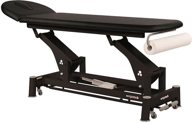 Marquesa elétrica técnica Ecopostural: dois corpos com estrutura de biela preta e cabeça T10 (62 x 207 cm)