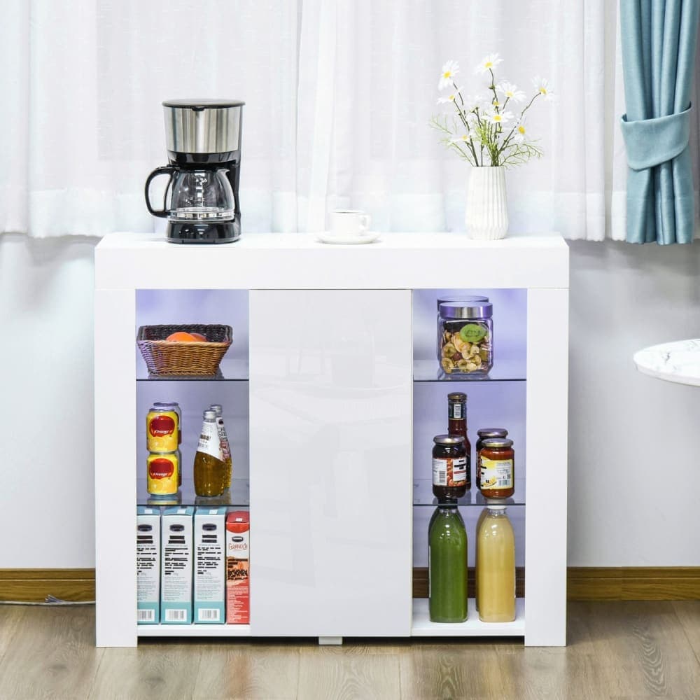 Homcom Aparador moderno 97x35x83 cm blanco brillante
