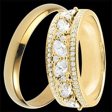Edenly Duo-Eheringe Pure & Byzantine â€“ Gelbgold & Diamanten â€“ 18-karÃ¤tig