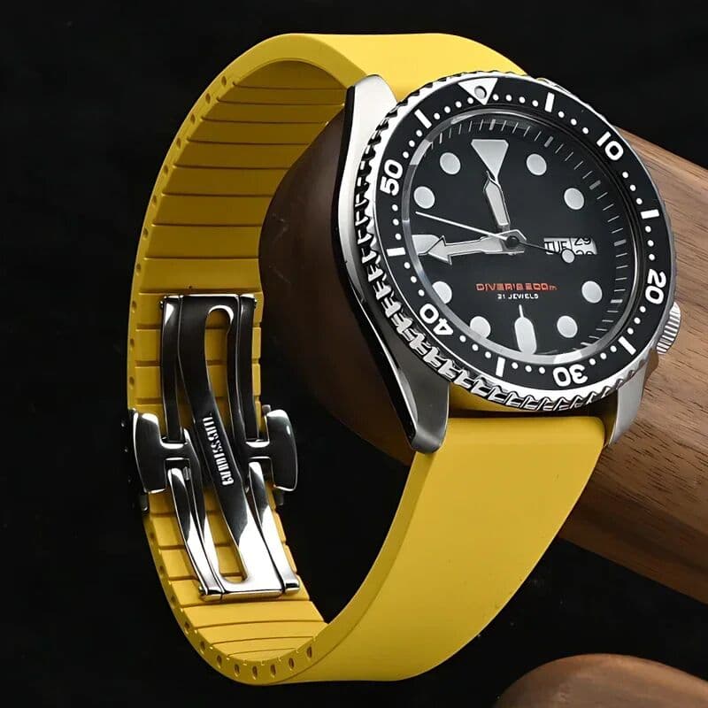 olevo High Grade FKM Strap 18/19/20/21/22mm Diving Fluoro Rubber Quick Release Butterfly Buckle Watch Band Accessories for Cut To Size