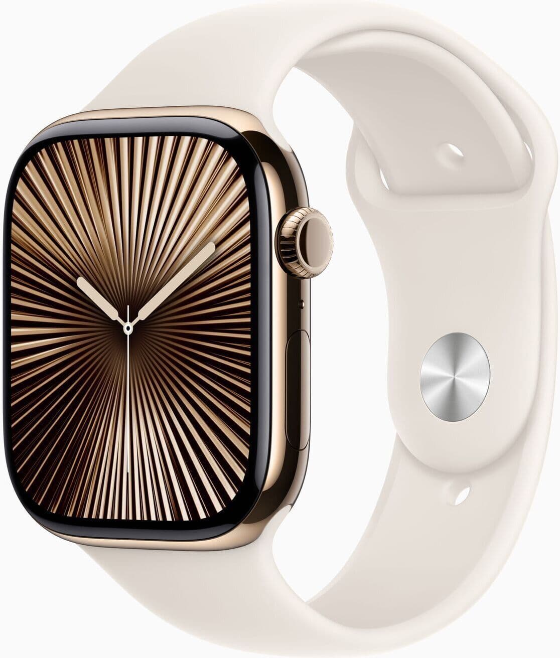 Apple Watch Series 10 Titan 46 mm (2024)   GPS + Cellular   Guld   Sportarmband S/M   Stjärnglans