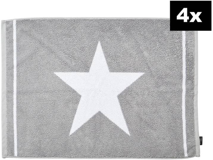 Badematte DONE. DAILY SHAPES Star 4er-Set , silber (silberfarben), H:5mm, Baumwolle, Badematten, Badematte, Badvorleger aus 100% Baumwolle, Jacquardgewebt