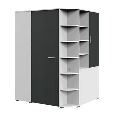 Eckkleiderschrank WIMEX "Joker", weiß (weiß, abgesetzt graphit), B:124cm H:198cm T:148cm, Schränke, Eckkleiderschrank, begehbarer Kleiderschrank, Garderobe, Ecklösung