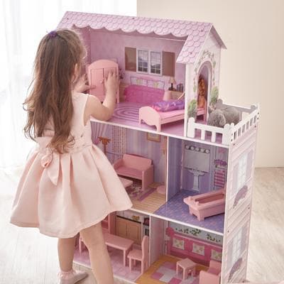 Teamson Kids "Olivia's Little World Dreamland Tiffany 3-Story Wooden Dollhouse, 12"" Dolls - 30.98"" L x 11.5"" W x 44.49"" H"
