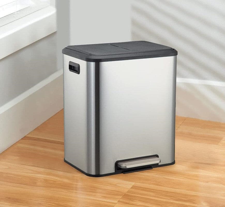 Symple Stuff Stainless Steel Kitchen Trash Can - 30L Silver 30L