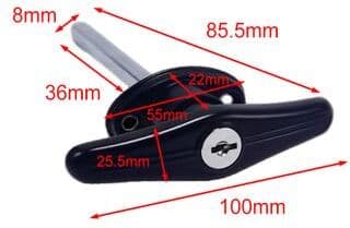 The Handy Homestead Secure T Handle Garage Door Lock With Keys For Shed Campervan short