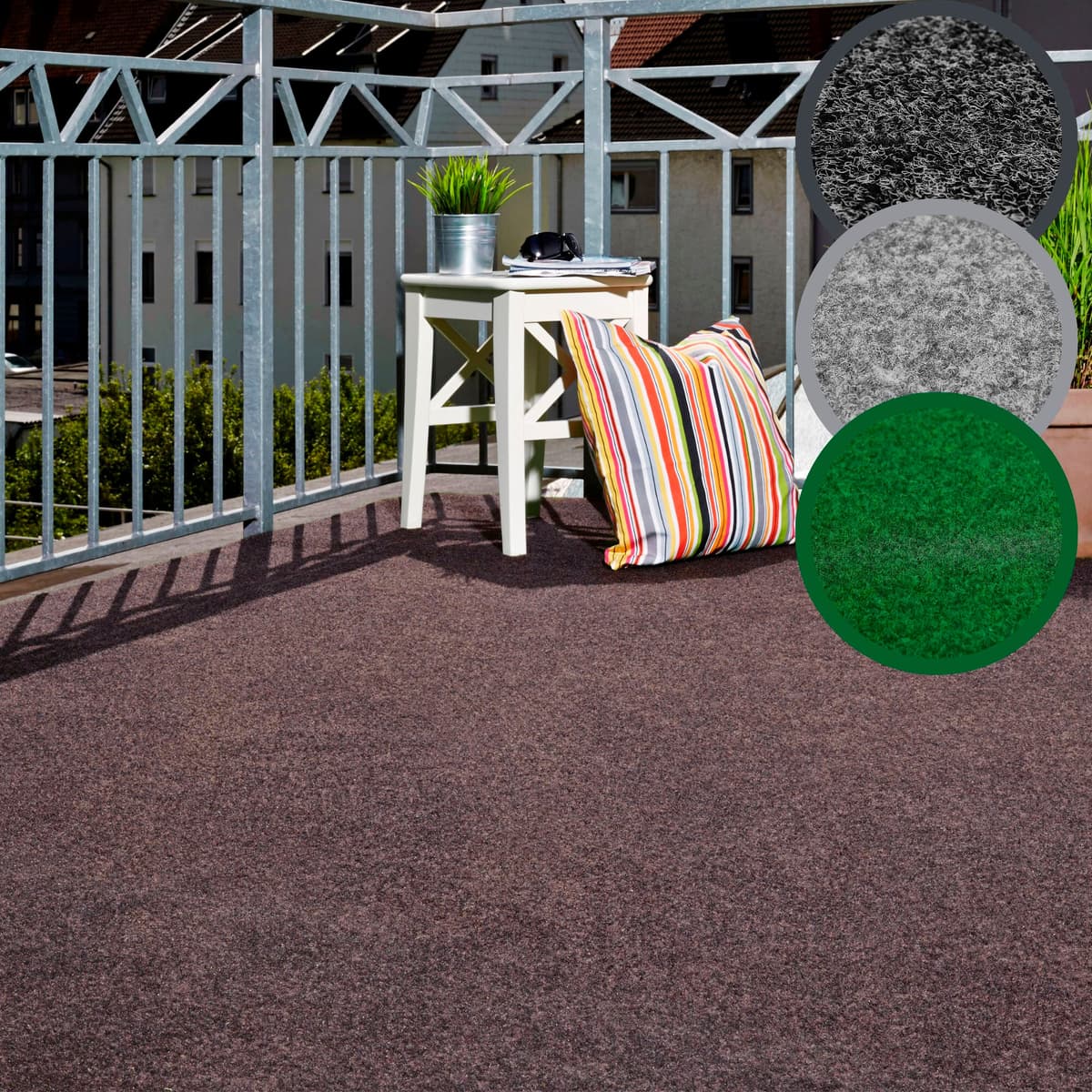 Kunstrasen ANDIAMO "Aberdeen, Gesamthöhe ca. 10 mm", braun, B:200cm L:350cm, Nadelfilz, Teppiche, Kunstrasen, mit Drainagenoppen, für Balkon, Terrasse, Wintergarten, Nadelfilzoptik