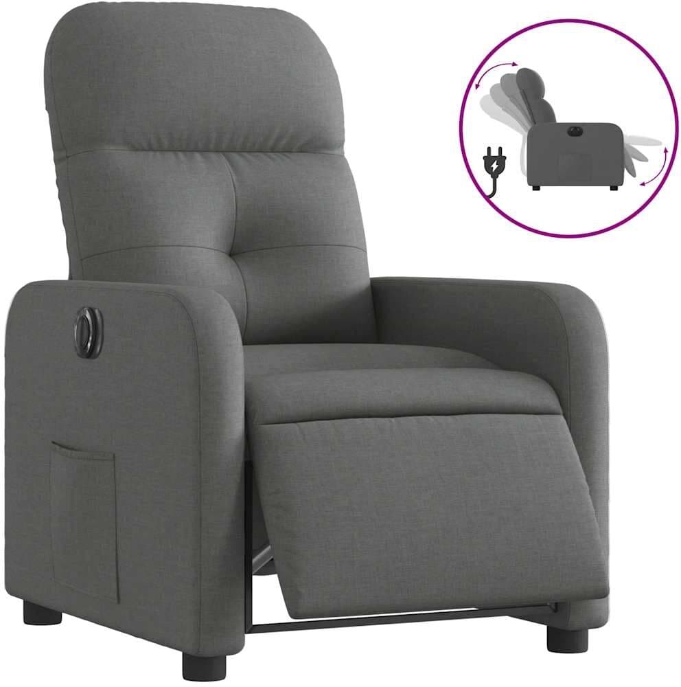 vidaXL Fauteuil inclinable électrique Gris foncé Tissu