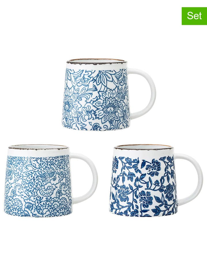 Bloomingville 3er-Set: Tassen "Molly" in Blau - (H)9,5 x Ø 9,5 cm - onesize