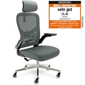 CLOUVOU Bürostuhl SmartSeat, anthrazit, Stoff / Netz, mit Kopfstütze, bis 150 kg