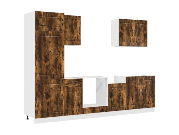fsahslih Küchenschrank-Set 7-TLG. Kalmar Modular Räuchereiche Vielseitige Modulküche in Räuchereiche-Optik mit verstellbaren Füßen für flexible Raumnutzung in Küche und Essbereich.
