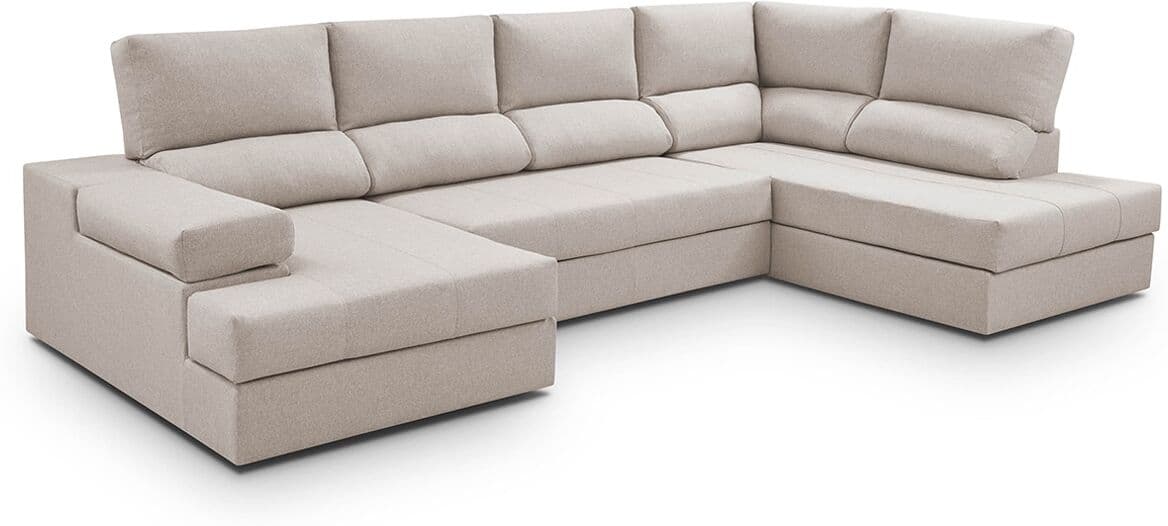El Corte Inglés Sofá cama con rinconera derecha y chaiselongue izquierda Eskil .  (296 cm) Crudo