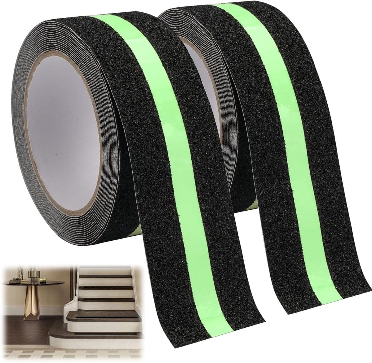 Antislip plakband 2 rollen 5 cm x 10 m zelfklevend voor trappen en ladders binnen en buiten
