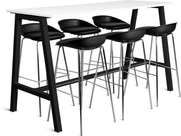 Lomax Talk Højbord, Sort Stel/hvid Laminat, 180x70 Cm