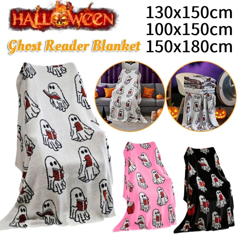 Shunmaii Halloween Throw Blankets Ghost Reading Book 50 X 60 Inch Ghost Reading Blanket Ghosts Throw Blanket Fit Couch Sofa for Adults
