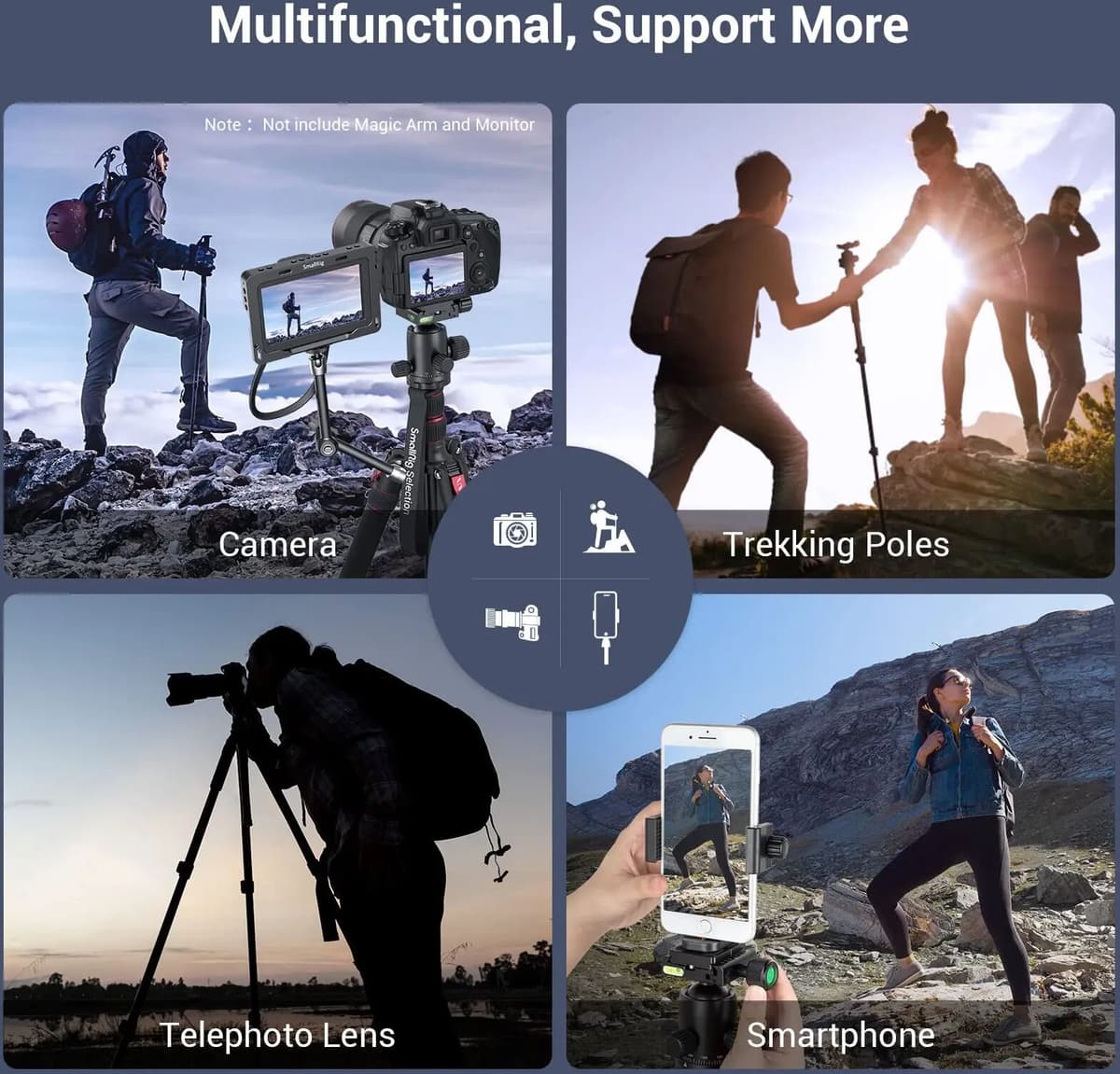 SmallRig CT-10 Aluminum Camera Tripod Foldable Aluminum Tripod & Monopod, 360°Ball Head Detachable for DSLR Camera, Phone -3935
