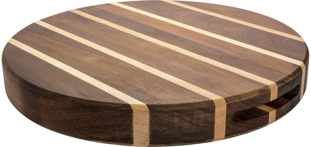 Grunwerg Rockingham Forge Extra Thick Multi-Wood Round Chopping Board, Carbonized Acacia & Rubber Wood, 25Cm Diameter 35cm W x 35cm L