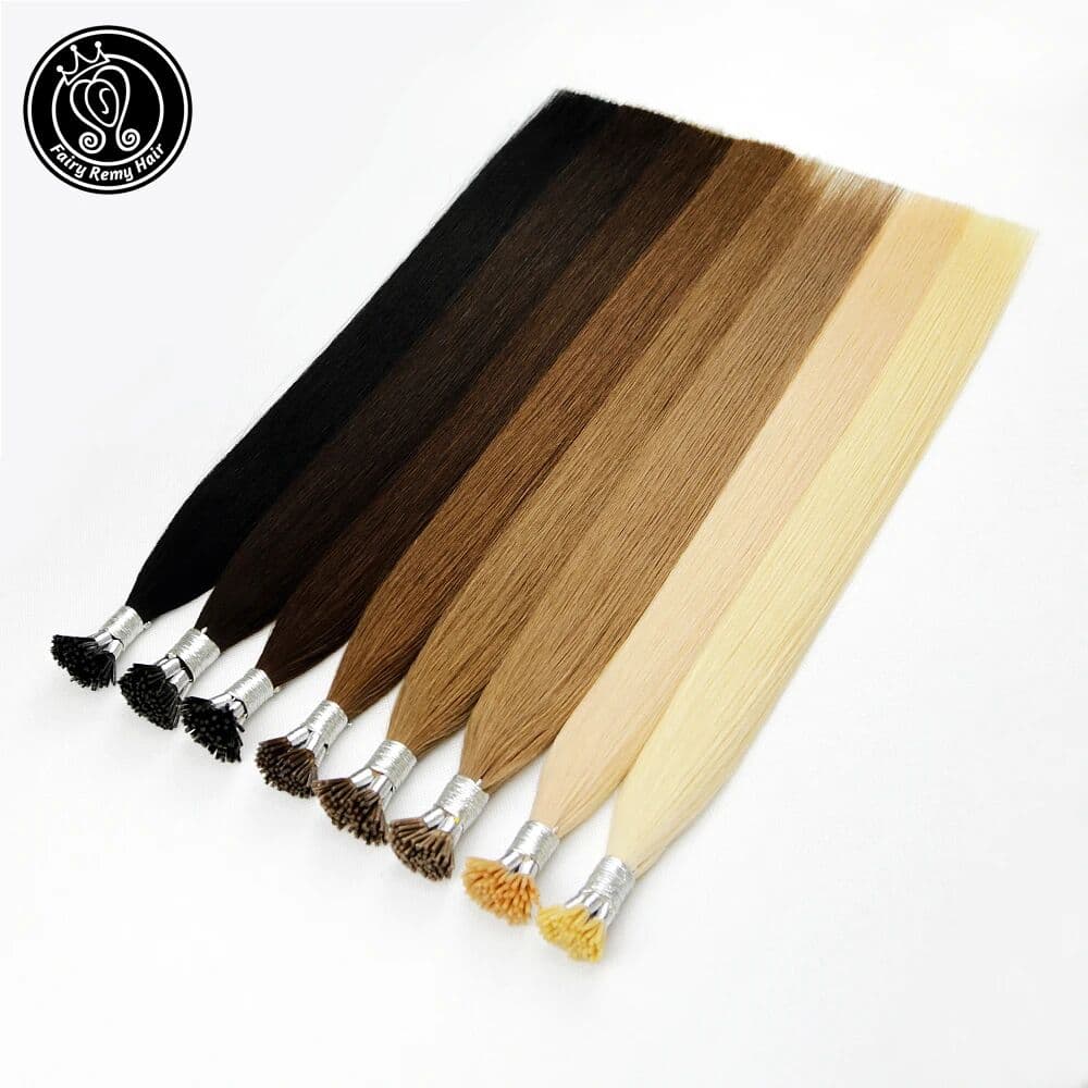 Fairy Remy Hair Straight Keratin Capsules Human Fusion Hair I Tip Remy Natural Hair Extensions Pure Color 20-22 Inch 0.8g 1g