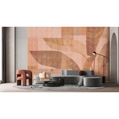 Fototapete LIVING WALLS "Walls by Patel 5 Fototapete Grafische Blätter", rosa, B:4m H:0m L:2,7m, Vlies, Tapeten, Grafische Blätter auf 200 g/m² Premium-Vlies