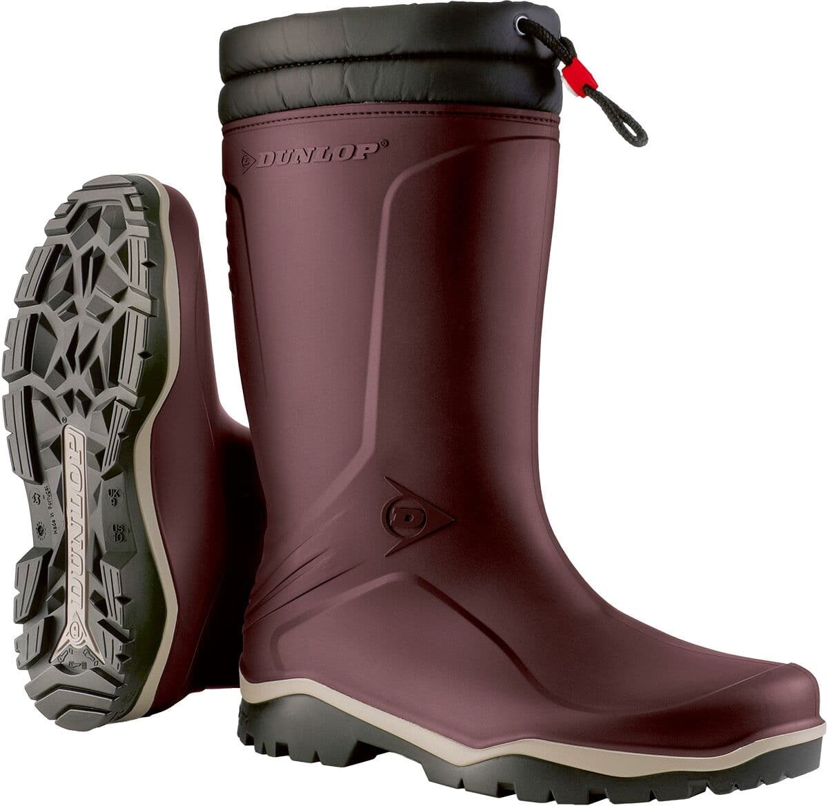 Gummistiefel DUNLOP "Blizzard", Damen, Gr. 43, rot (dunkelrot), Obermaterial: 100% PVC PVC., Schuhe Gummistiefel