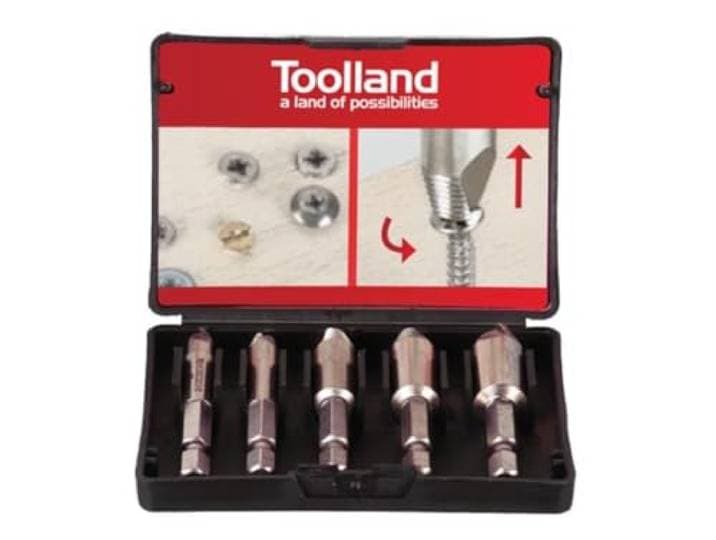 Toolland Schroefverwijderset, 5-delig, verwijderig beschadigde schroeven, geschikt voor boormachines