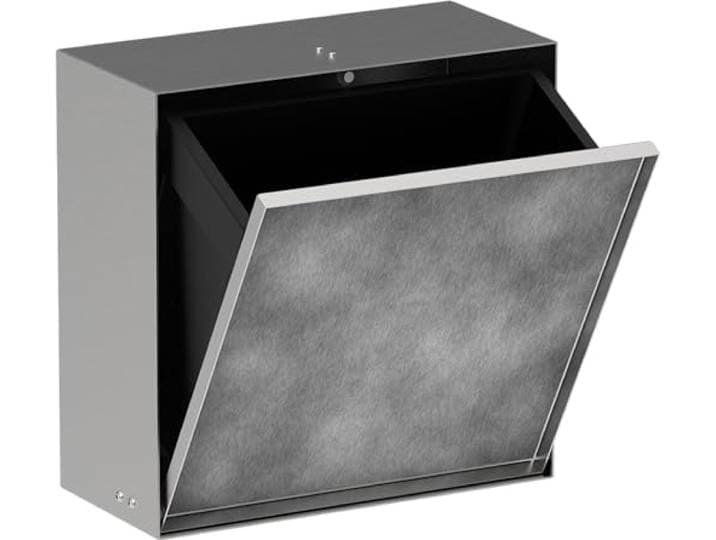 hansgrohe XtraStoris Rock - Einbau Badezimmer Mülleimer mit befliesbarer Tür, eingelassene Wandnische 300x300x140 mm, Mülleimer Bad, Abfalleimer Bad, Badezimmer Zubehör, Edelstahl gebürstet, 56090800