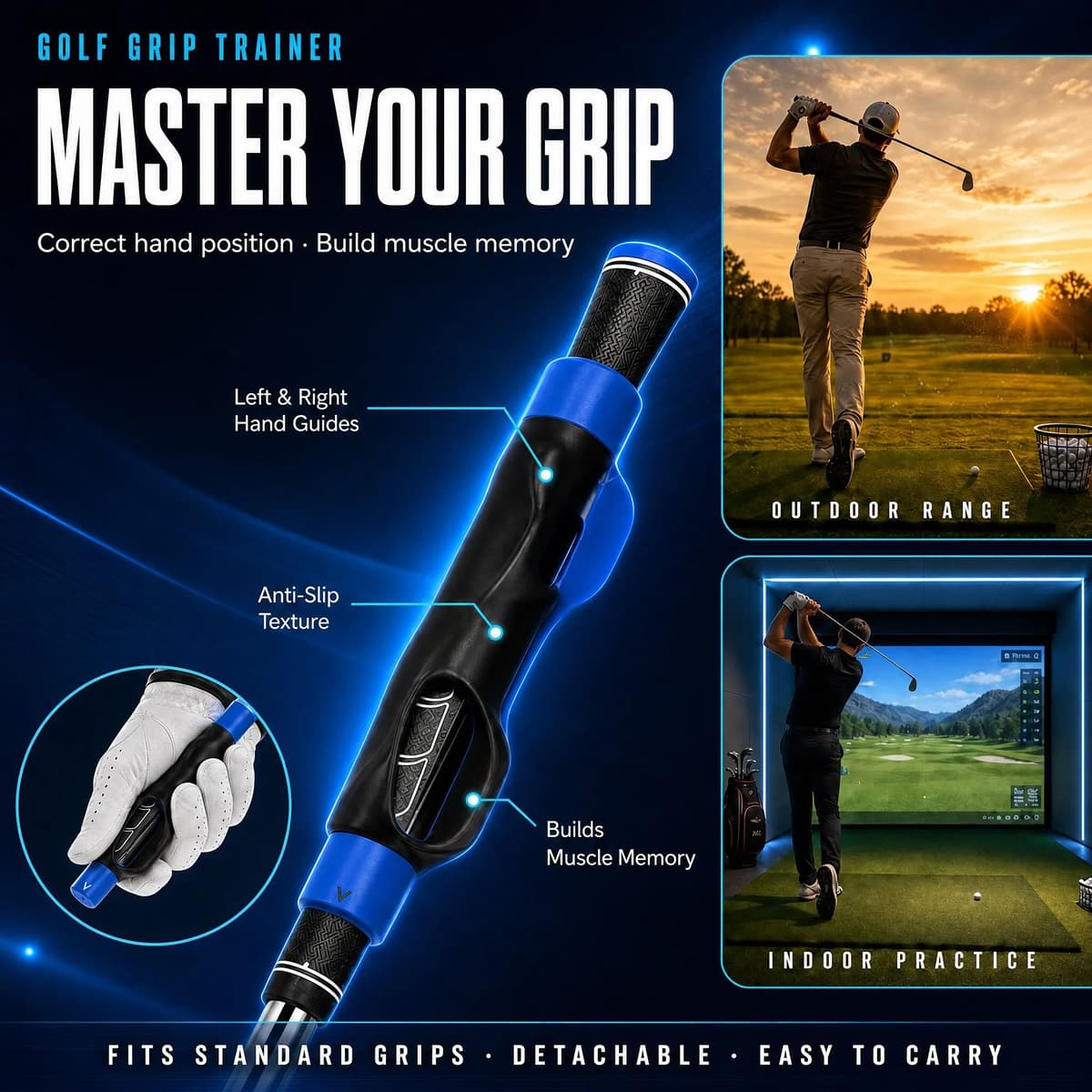 Govllfoz Golf Grip Training Aid Gesture Swing Trainer Portable Left Right Hand Golf Grip Corrector Posture Correction Swing Rhythm