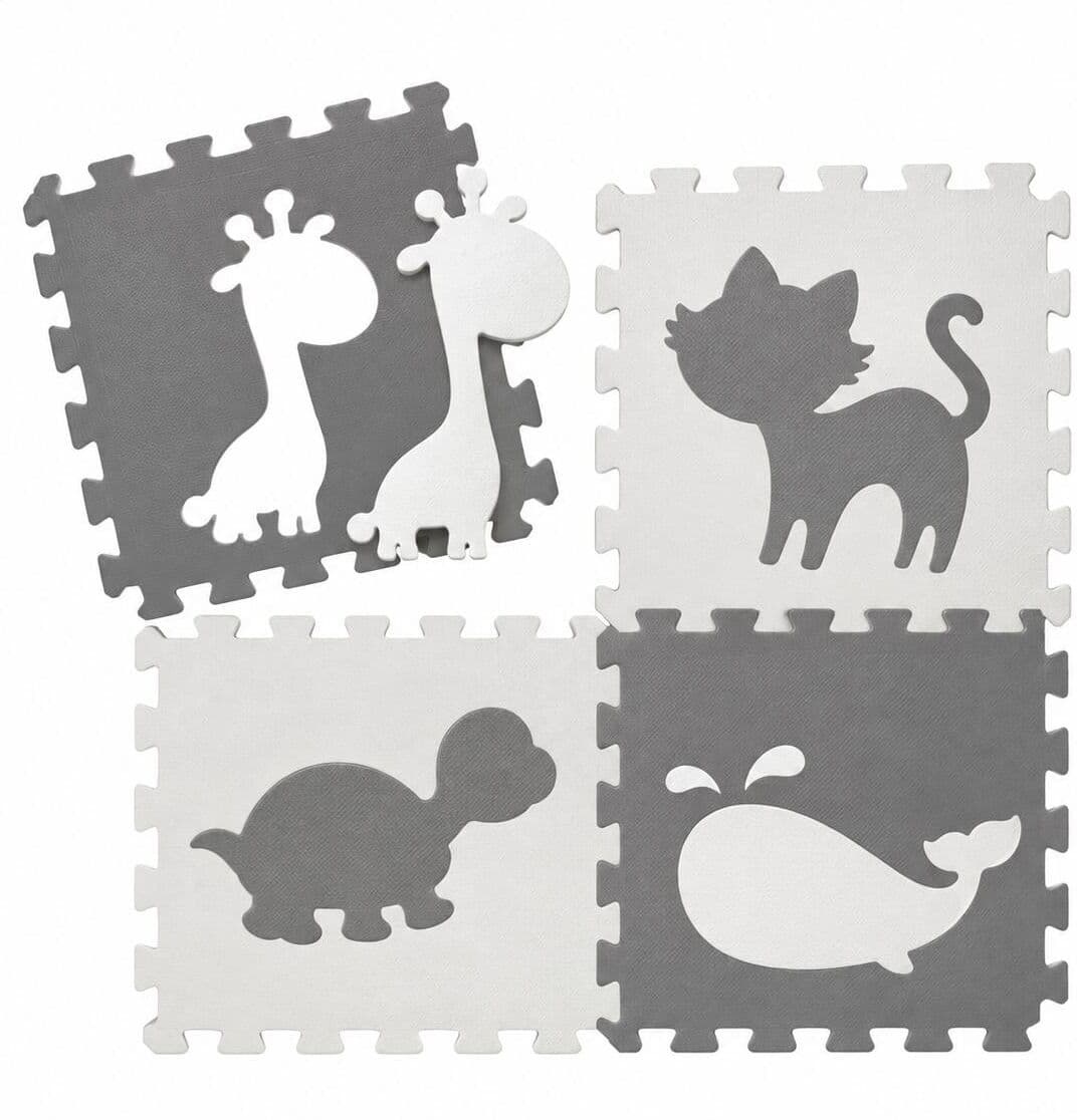 Puzzlematte "Tadu Puzzlematte Animalo, 184.5 x 184.5 x 1 cm, grau", Kinder, grau, Puzzleorganizer Puzzlematte grau Einheitsgröße