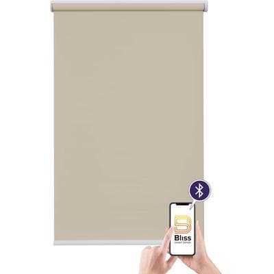 Elektrisches Rollo SUNLINES "Akkurollo Upcycling appgesteuert, blickdicht, Sunlines", beige (sand), B:170cm H:220cm, Kunststoff, Metall, Polyester, Rollos, appgesteuert via Bluetooth
