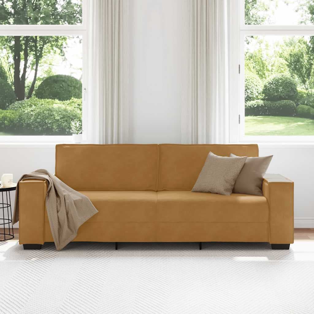 vidaXL Canapé à 3 places Marron 220x78x84 cm Velours