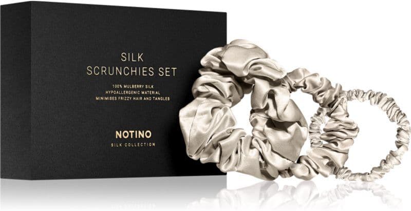 Notino Silk Collection Scrunchie Set zestaw jedwabnych gumek do włosów odcień Cream