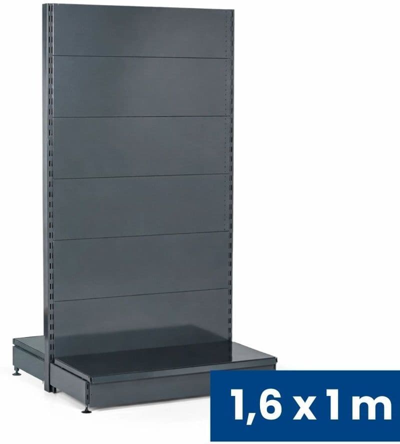 B2B Partner Regał sklepowy obustronny, pełne ścianki, 1600 x 1000 x 900 mm, podstawowy, antracyt