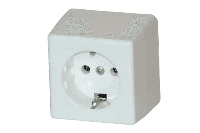 Kontakt 220v Enkel Hvit Med Jord 25071