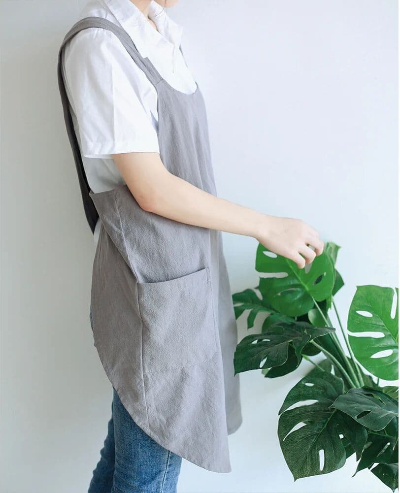 Studyset 1PCS Cotton Linen Apron Women's Pinafore Apron Off Cross-Shoulder Straps Apron Korean Style Slip Off Cross-shoulder Straps Spaci