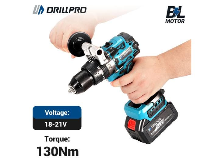 Drillpro – perceuse à percussion électrique sans balais, 20 + 3, grand couple, 13MM, tournevis de perçage portatif, outil électrique pour batterie Makita