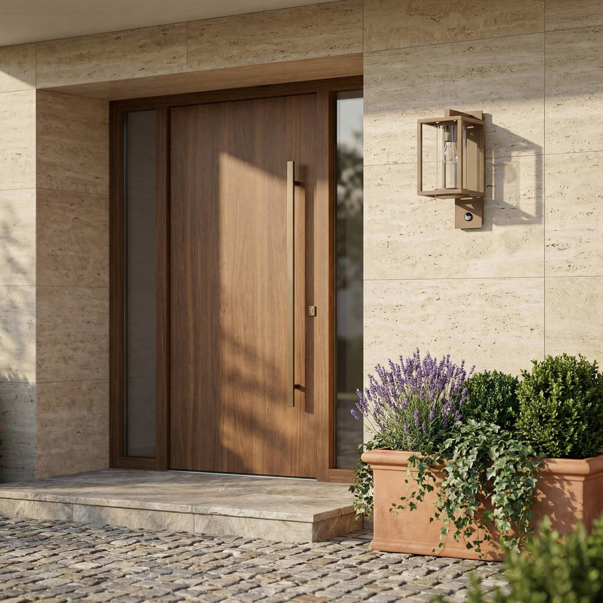 Outdoor Sensor Wall Light Ferda Lucande, dimmable, Brown / rust, Aluminium, Modern, Outdoor Wall Light