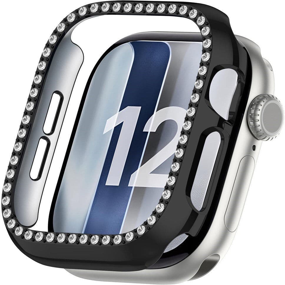 INCOVER Apple Watch Series 12 (42mm) Hårdt Plast Case - Sort & Rhinsten