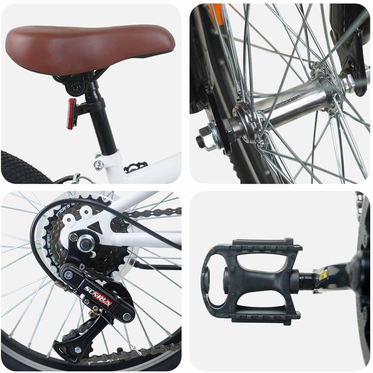 vidaXL Vélo de Montagne 24 Pouces 6-Vitesse pour les 8-12 ans Blanc