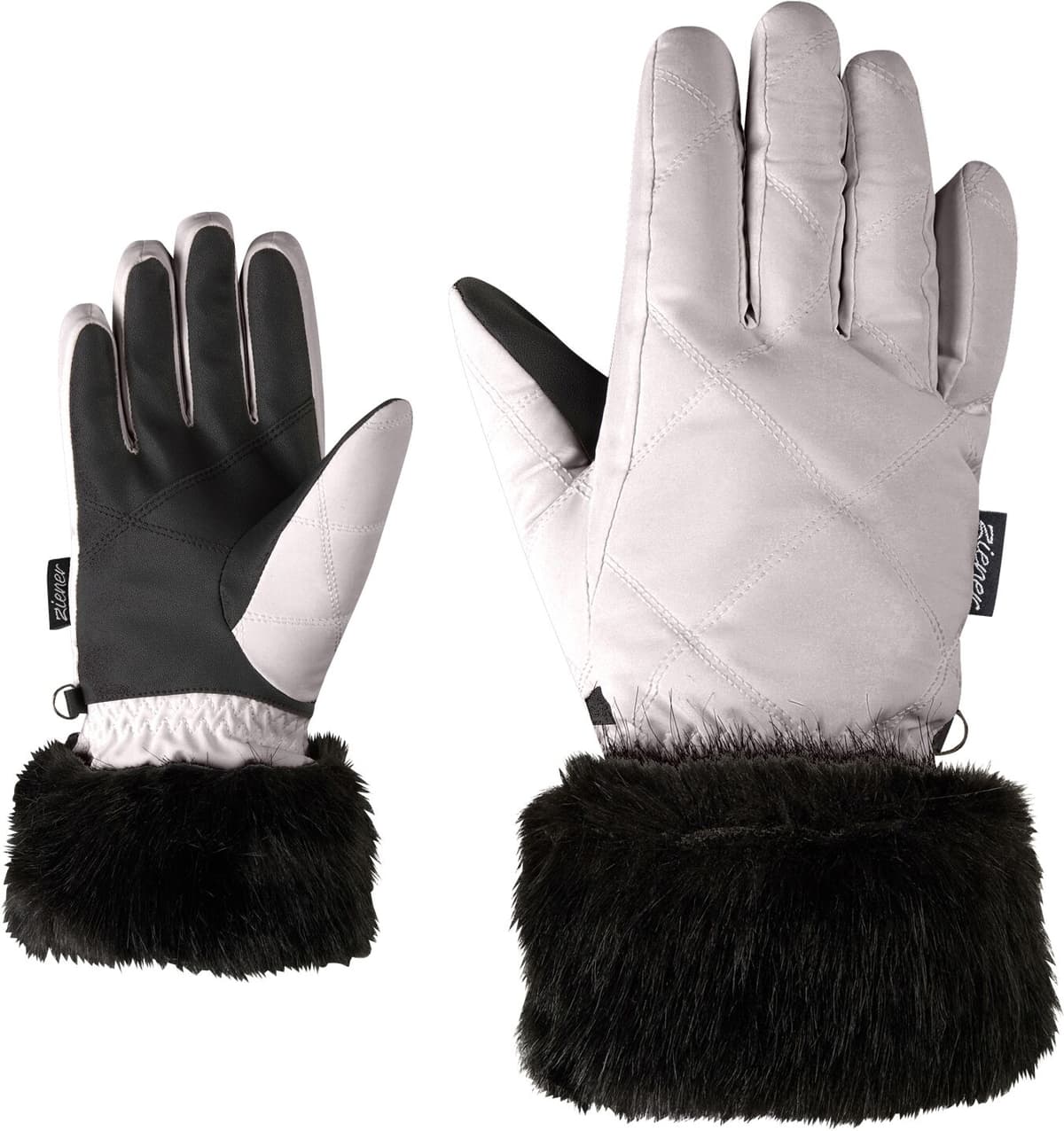 Skihandschuhe ZIENER "LILION-Z glove junior", Kinder, Gr. 5,5, silber (metallic silber), Polyester, Handschuhe Skihandschuhe metallic silber 5,5