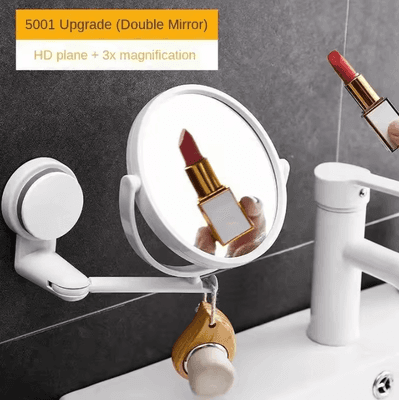 Inspire Curations No Drill Folding Arm Wall Makeup Mirror With Suction Mount 3x Double Sided