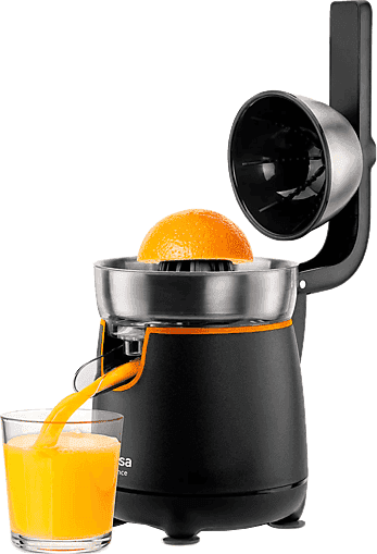 Exprimidor - Ufesa Essence, 120 W, Sistema Antigoteo, 2 Conos, Vertido Continuo, Pies Antideslizantes, Negro