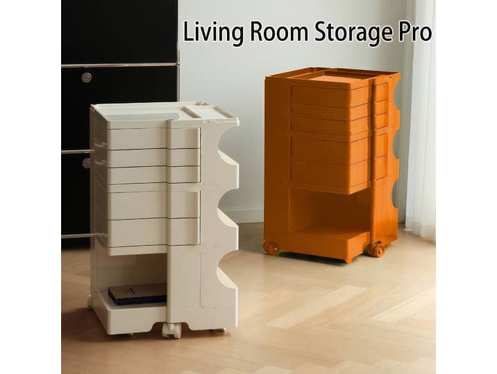 Armoire Bobi mobile de style nordique INS – Table de chevet rotative et armoire latérale pour le salon Stockage de collations multicouche