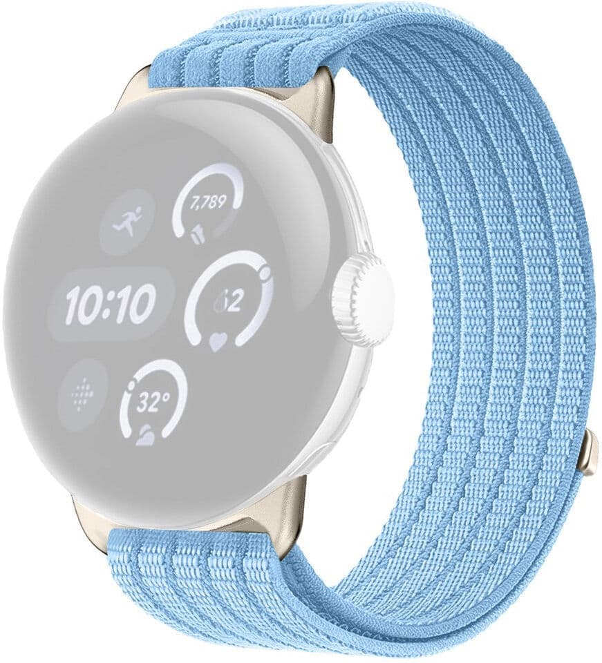 Google Pixel Watch 5 / 4 / 3 (45mm) EIDERWOOD Nylonrem - Lyseblå