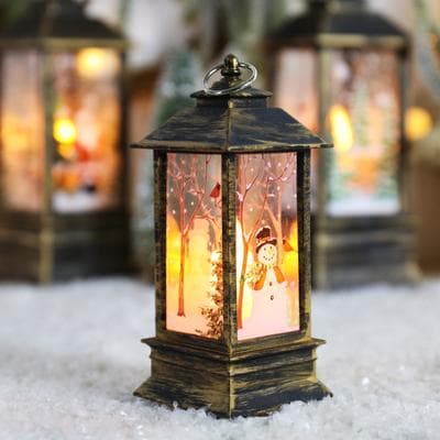 Rare Purchases Elk Snowman Decorations Night Lights, Christmas Santa Lantern Wind Lights, Desktop Merry Christmas Decoration bronze snowman