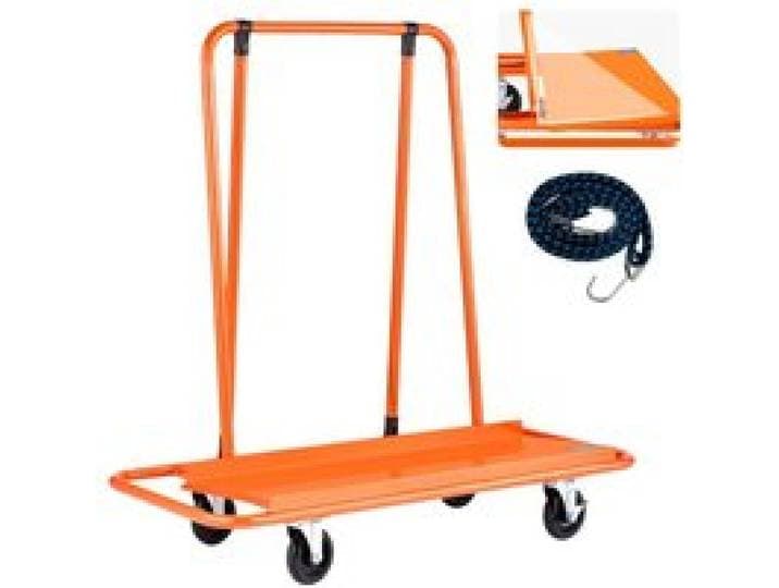 VEVOR Chariot Porte-plaques de Plâtre, Charge 816,5 kg, Chariot Porte-panneaux de Cloisons Sèches à Large Plateforme, avec Roulettes Pivotantes 2 Freins, Sangle d'Arrimage, pour Transport, Orange