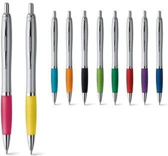 Penna a sfera Swing blu con clip in metallo e impugnatura antiscivolo Personalizzate o neutre