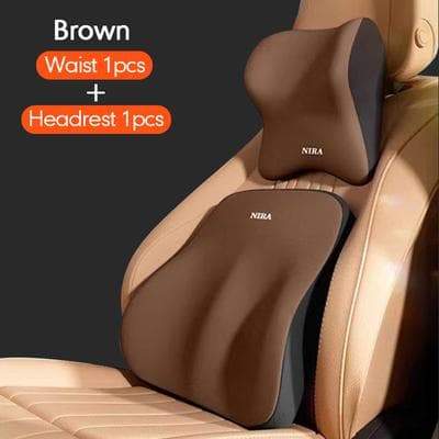 All Categories Goods Lumbar Cushion Backrest, Memory Foam Car Pillow, Comfortable Neck Support brown Suit