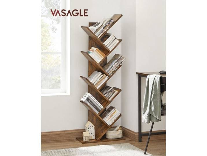 VAsaGLE bibliothèque Arbre Bibliothèque sur Pied à 8 Niveaux Étagère d'Angle Gain de Place avec Étagères pour Chambre Salon