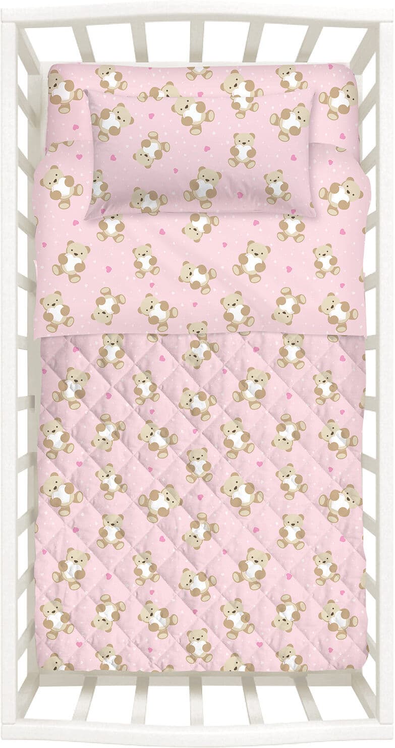 Copriletto Trapuntato in Cotone Orsacchiotti Baby Caleffi Kids Non specificato Rosa Caleffi